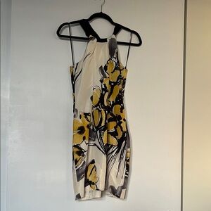 Vince Yellow and Black Floral Mini Dress